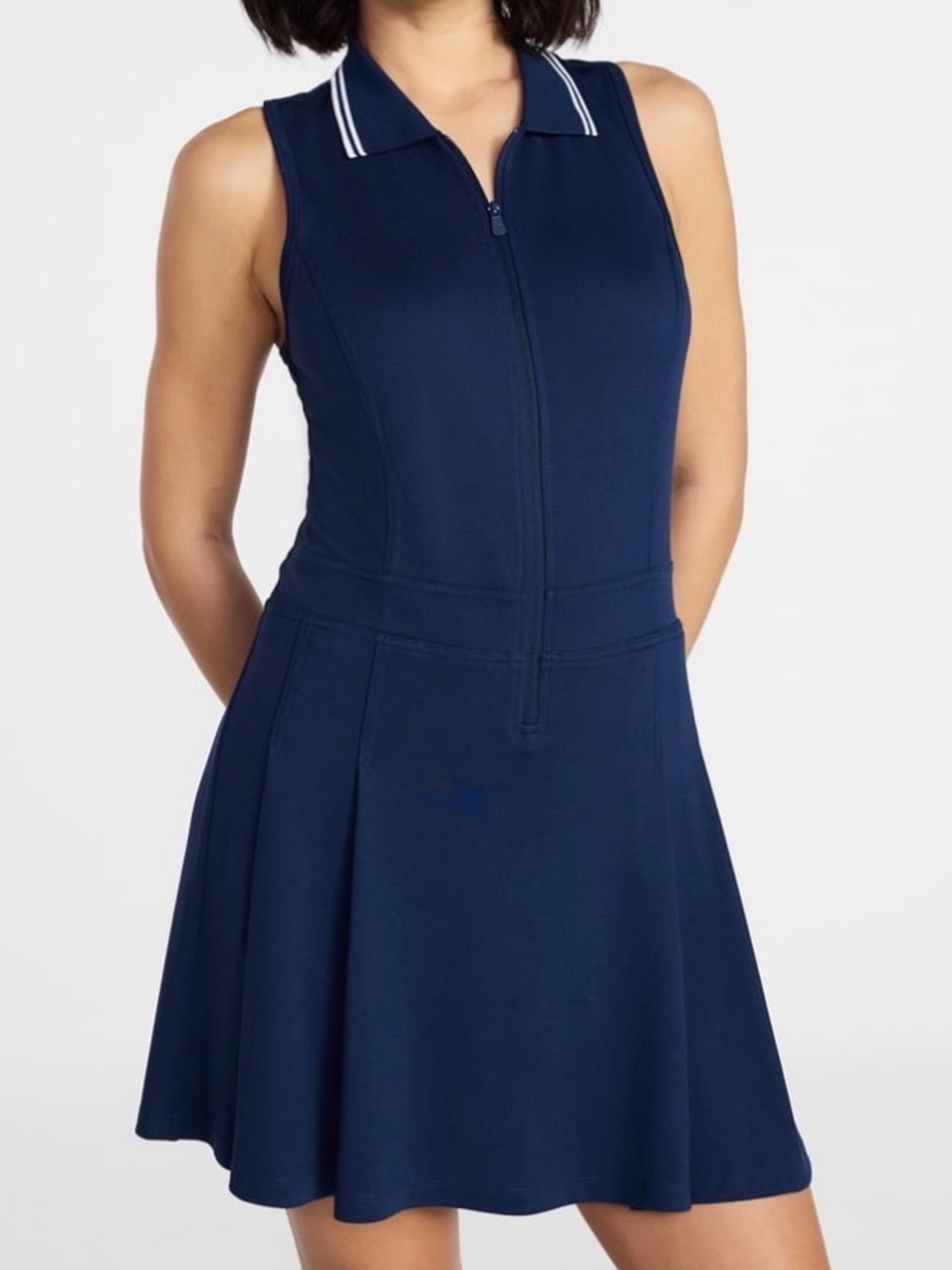 Avia Sleeveless Navy Zip-Front Polo Golf Dress